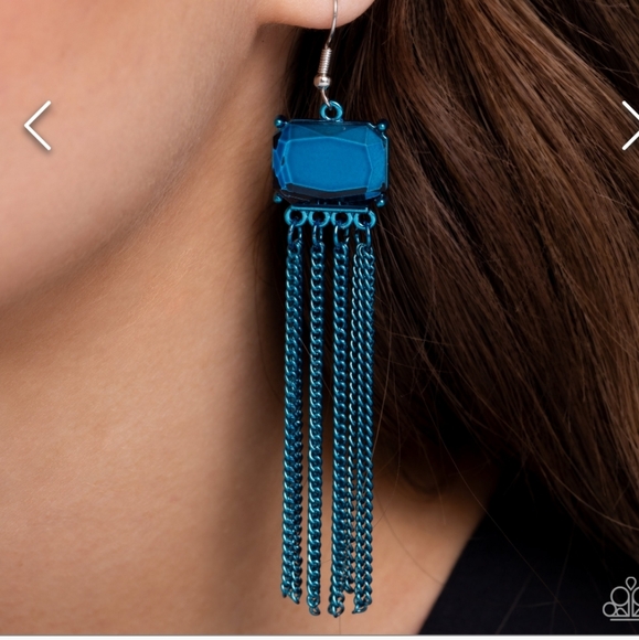 Dreaming of Tassles BLUE Earrings Long Gorg - Picture 3 of 3